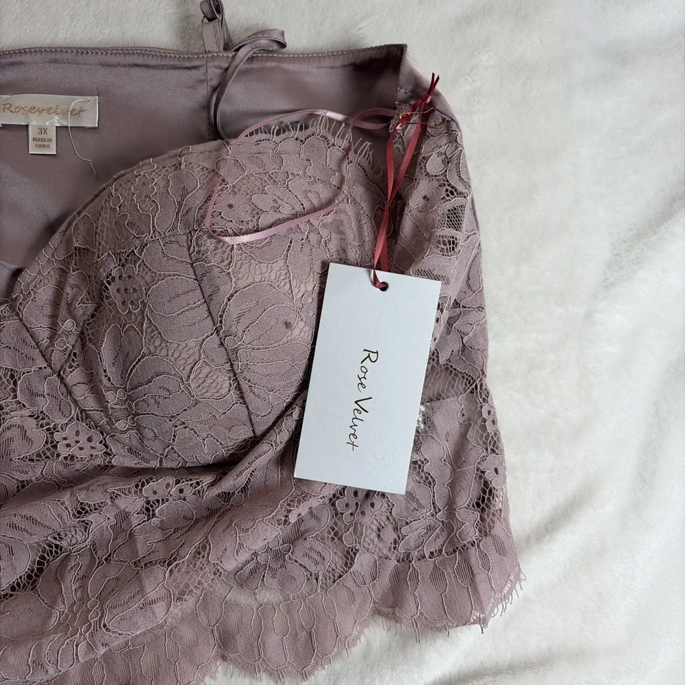 Rose Velvet Lace Corset‎ Women's NWT Size 3XL Mauve Purple Bustier Retro Vintage